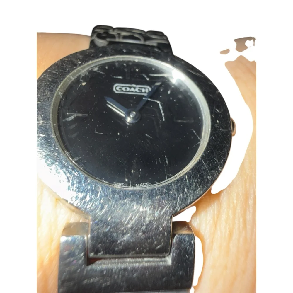 Vintage Coach Arden Bangle Watch Black Dial CC Signature Print Model 0185